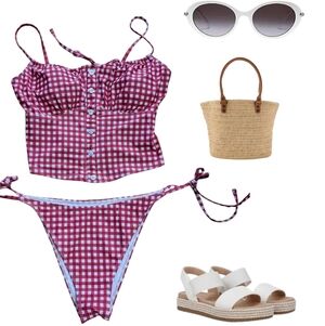 Samiol nWT Red Gingham Bikini Set XL And Large